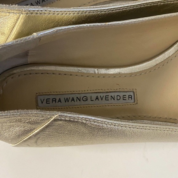 Vera Wang Lavender Gold Ballet Flat Leather Embellished Jeweled Round To… - Picture 7 of 9